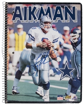 Troy Aikman Autographed Blank Notebook (JSA)
